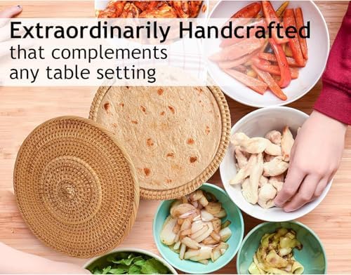 Tortillada - Tortilla Warmer 10 inch Rattan – Handmade Bread Basket