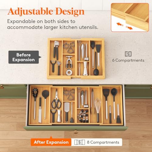 Lifewit Expandable Utensil Organizer for Kitchen Drawer, Cutlery