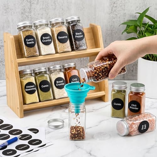 WUWEOT 24 Pack Plastic Spice Jars, 4 oz Spice Bottle Square Seasoning