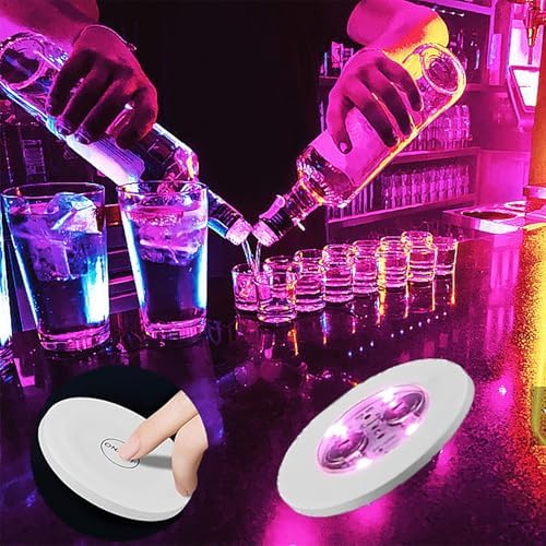 50PCS LED Light Up Drink Coasters,Multi-Color Glowing Cup Coasters