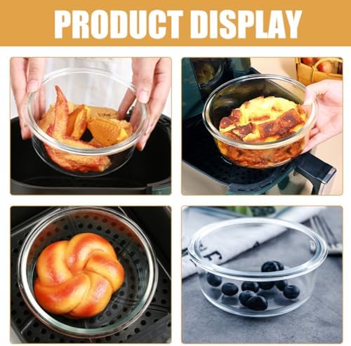 CALLARON 2pcs Glass Mixing Bowls for Baking and Air Fryer Use Xmas