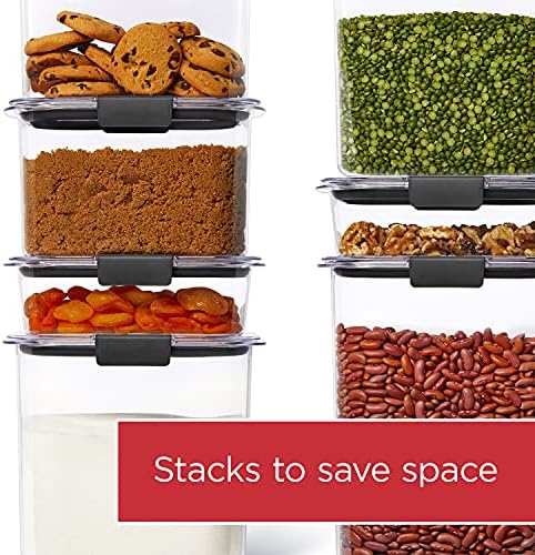 Rubbermaid Brilliance Pantry Food Storage Container Set, BPA-Free, Airtight & Leak-Proof, Clear, 8-Piece, Dishwasher Safe