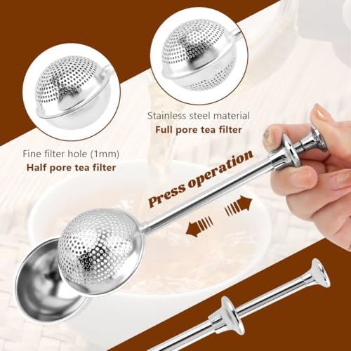 2pcs Tea Infuser with Spoon, Stainless Steel Fine Mesh Ball Filter