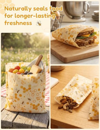 Beeswax Food Storage Bags, 8 Pack, 2L/2M/4S