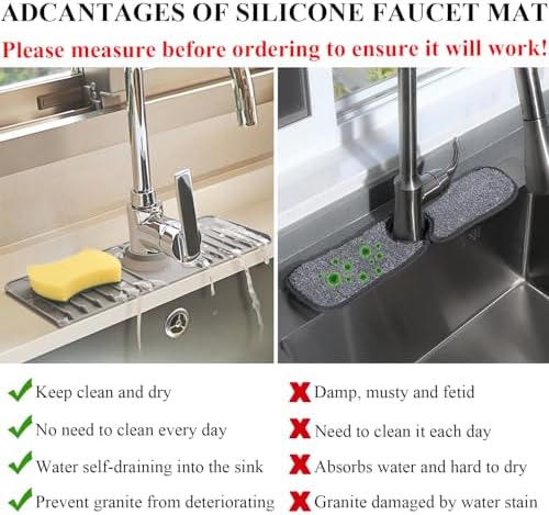 YATOISUR Sink Splash Guard 14.4” x 5.4” - Sink Faucet Mat with Faucet