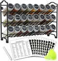 SWOMMOLY 3 Tier Spice Rack Organizer with 24 Empty Round Spice Jars