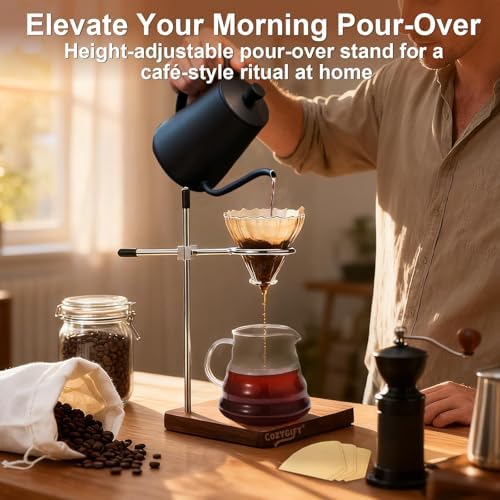 American Black Walnut Pour Over Coffee Stand, Stainless Steel