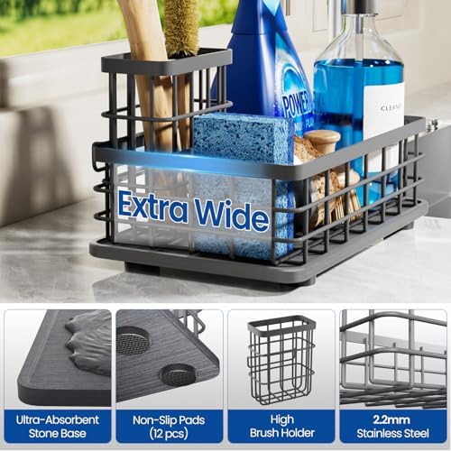Extra Large Kitchen Sink Caddy with Drying Stone