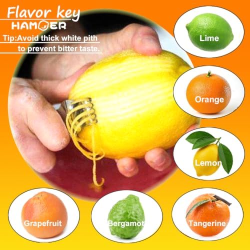 Lemon Lime Citrus Zester Channel knife 2-in-1 Tool Ergonomic Handle