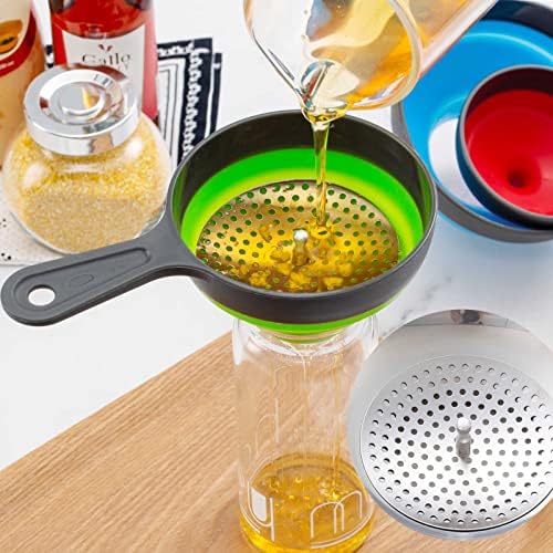 Kalave Canning Funnel with Strainer, Food Grade Silicone Collapsible