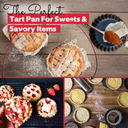 Tart Pan 4 In 8 Pack, 11 In 1 Pack Removable bottom- Carbon Steel