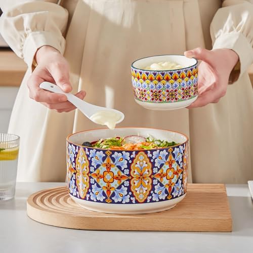 vancasso SIMI Serving Bowls with Lids, Ceramic Mixing Bowls Set of 4