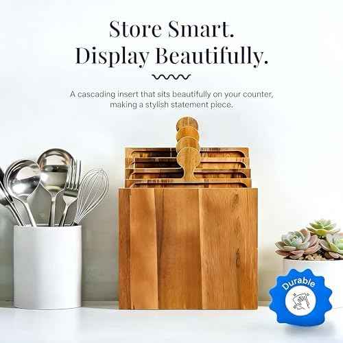 Set of 4 Acacia Wood Charcuterie Board, Puzzle Interlocking Serving Tray with Handle & Storage Box
