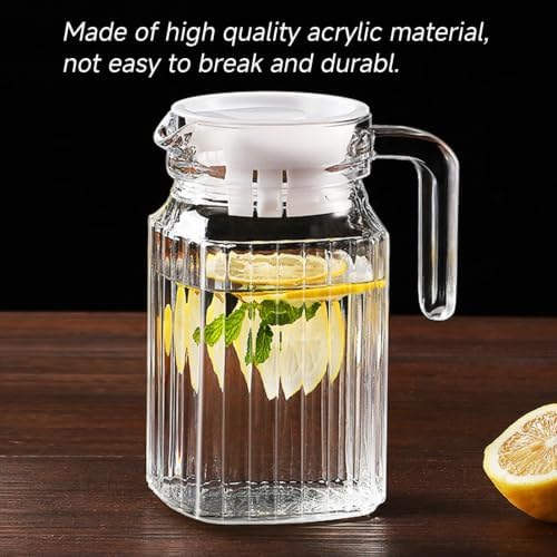 34 oz Acrylic Pitcher with Lid and Spout,1100ml Hot/Cold Water Jug for