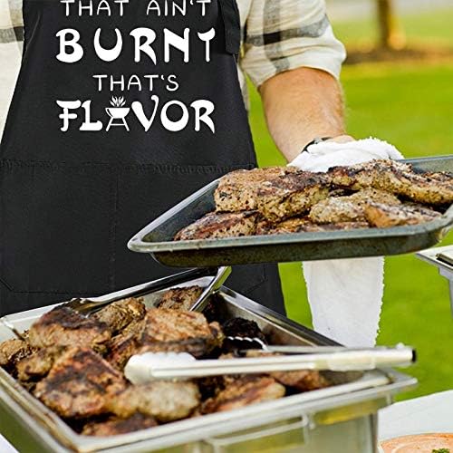 Rosoz Funny BBQ Black Chef Aprons for Men,Adjustable Kitchen Cooking