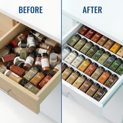 Spice Drawer Organizer, 4-Tier Spice Rack for Drawer Fits 11.8-22.8 in