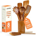 Wooden Kitchen Utensil Set, 15.4-Inch Long Handle