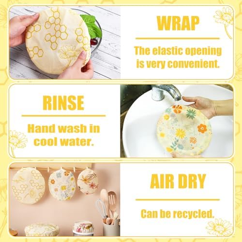 6 Pcs Reusable Beeswax Bowl Covers for Bread Proofing