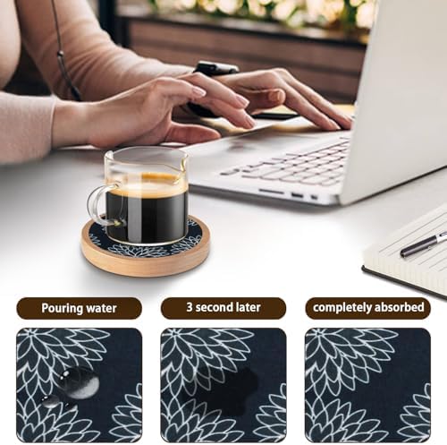 Wood Coasters Set of 4 with Holder, Cewiru Cup Mat for Drinks
