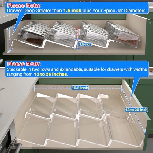 Antimbee Spice Drawer Organizer, 4 Tier- 8 Pack Kitchen Spice Rack