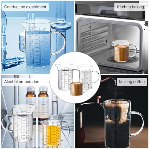 3 Pack Glass Measuring Cups,1-Cup,2-Cup,4-Cup Measuring Jugs with