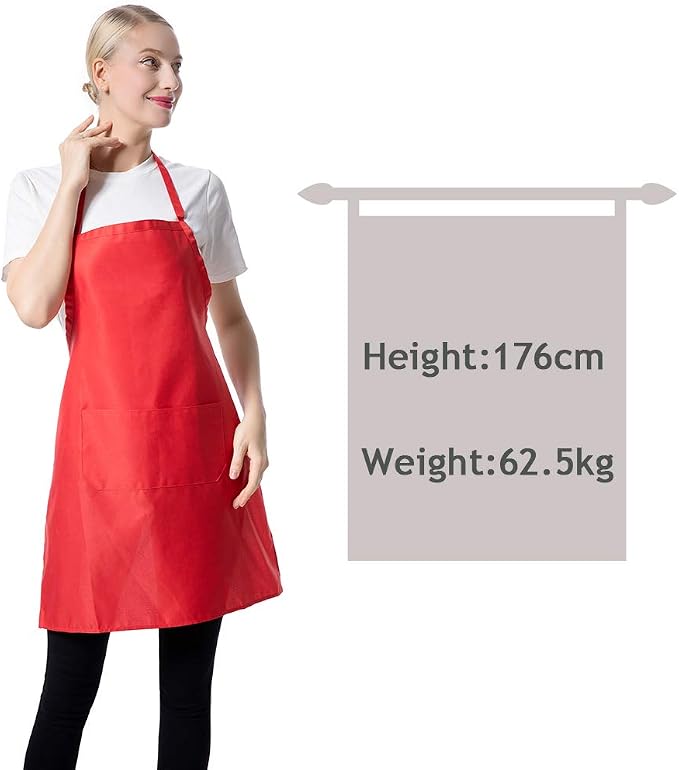 Total 12 PCS Plain Red Bib Apron - Image 6