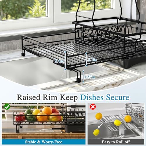 2-Tier Dish Drying Rack, Black
