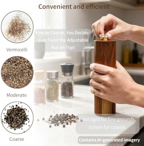 8 Inch Wooden Salt and Pepper Grinder Set