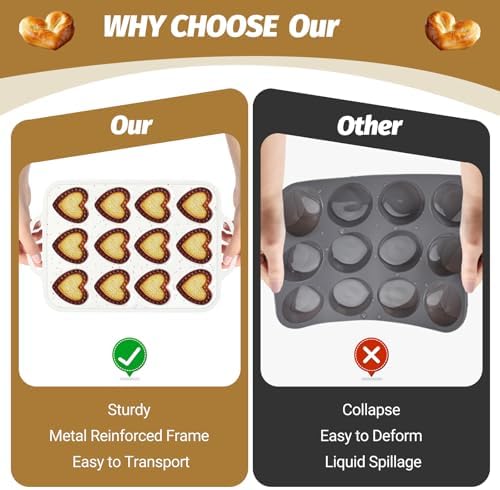 2 PCS Silicone Heart Shaped Cake Pans, Reusable Non-stick Baking Mini