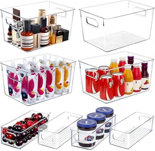 SKTEET Clear Plastic Storage Bins, Set of 8