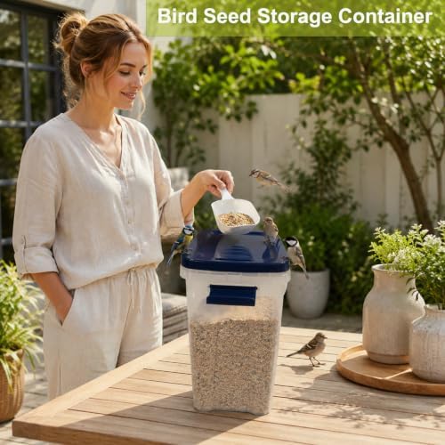 5-10 Lbs Airtight Cat Dog Food Storage Container, 8QT Compact Pet Food