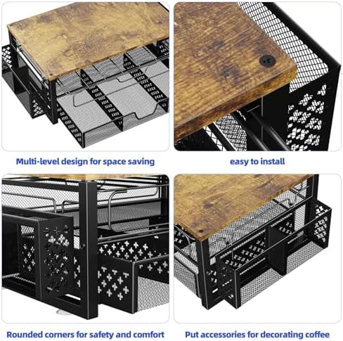 Simple Trending Coffee Pod Holder, 2 Tier Sliding Storage Drawer