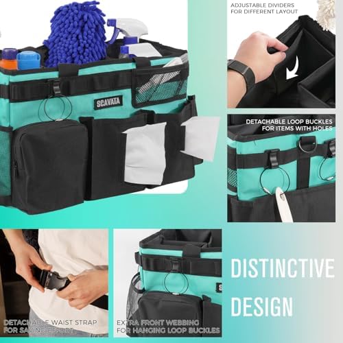 SCAVATA Wearable Cleaning Caddy Bag, Lake Blue