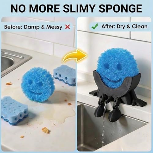 Creative Drainage Sponge Holder for Scrub Daddy, Black (1)