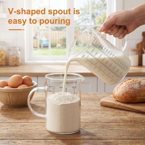 Graduated Glass Measuring Cup With Handle 500ML (16Oz, 2Cups)