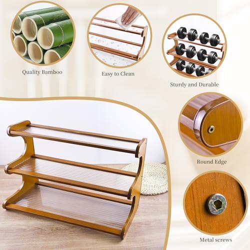 3-Tier Bamboo Mug Organizer for Cabinet, Countertop Coffee Cup Holder