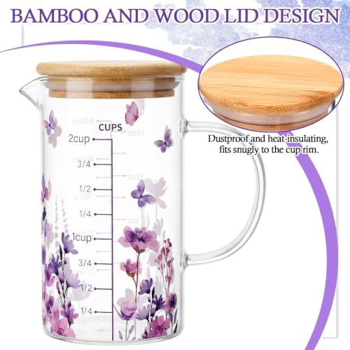 Zhehao Glass Measuring Cup, 16 oz/2 cup/500ml Easy to Read, Lilac