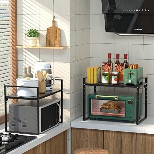 Redrubbit Extendable Microwave Oven Rack, Black