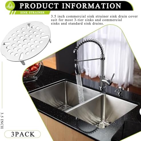 3-Pack 3.5 Inch Sink Drain Cover Fits Most of 3-Tier Sinks