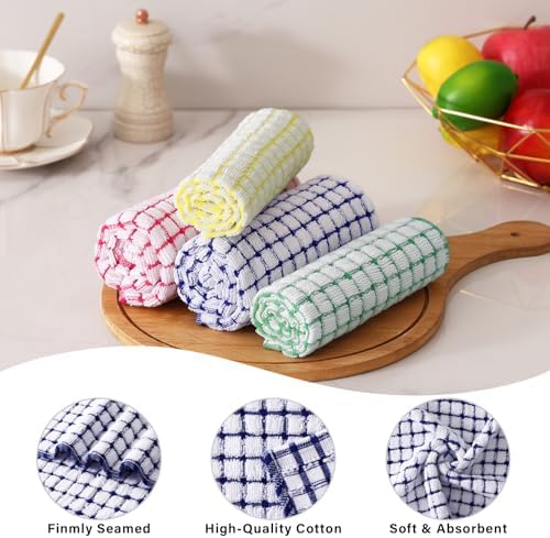Homaxy Cotton Terry Kitchen Towels and Dishcloths Set of 8, Mixed
