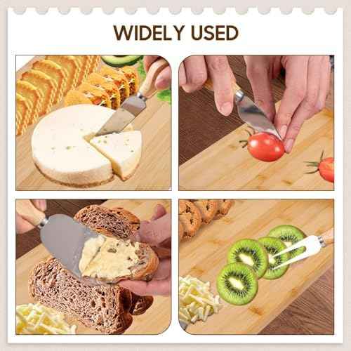 TURIMON Bamboo Charcuterie Board Set - Cheese Serving Platter with 4 Stainless Steel Knives and Fruit Tray - Elegant Cheese Board for Parties, Weddings, and Home Entertaining