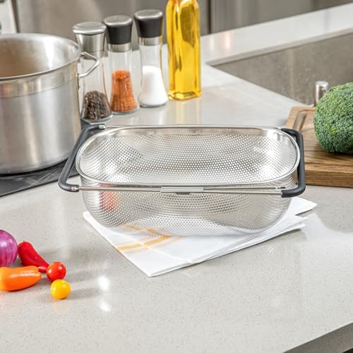 Restaurantware 6 qt Stainless Steel Over The Sink Colander