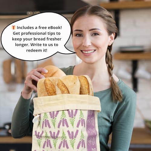 Set of 2 Beeswax Bread Bags for Homemade Bread