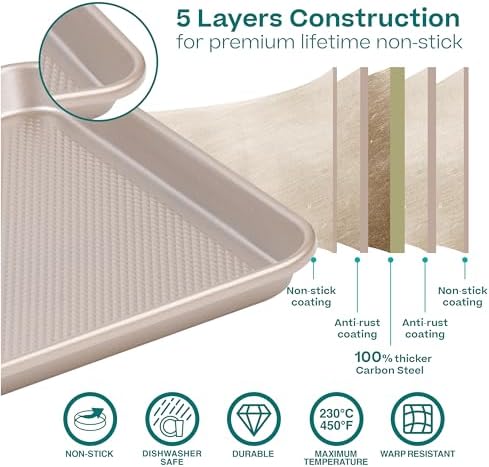 Baker's Secret Baking Sheet Pan Set, 2x Cookie Sheets for Oven
