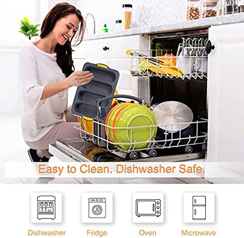 MUJUZE Silicone Sub Roll Baking Pan,Bread Loaf Pan,Sub Roll Mold With