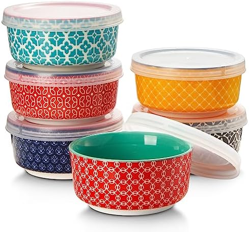 DOWAN Dipping Bowls with Lids, Ceramic Condiment Sauce Cups, 4 oz