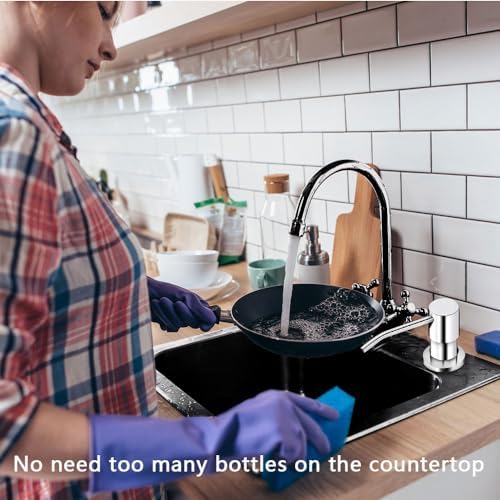 Soap Dispenser for Kitchen Sink with 47" Silicone Extension Tube