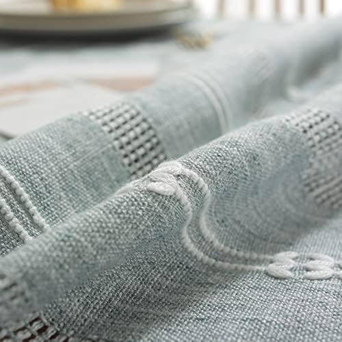 Gernaice Rustic Stripe Embroidered Tablecloth Heavy Tassel Small