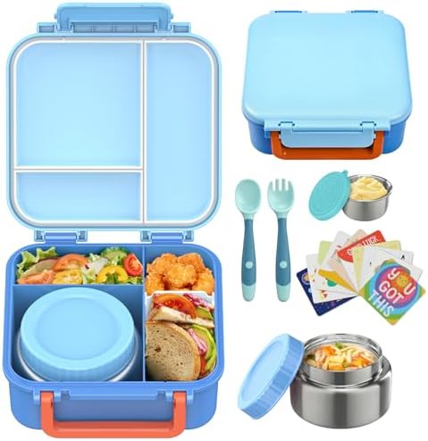 Kids Bento Lunch Box with 9oz Soup Thermo, 4 Compartments