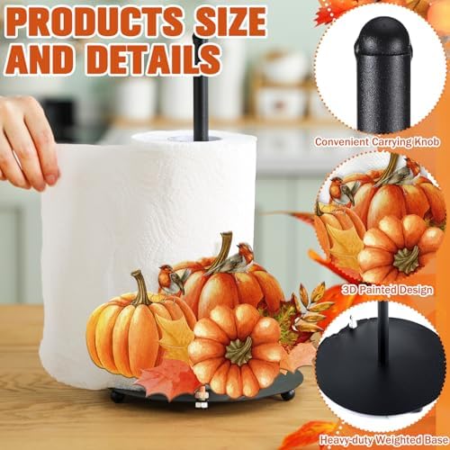 MorningRo Pumpkin Paper Towel Holder, Black Metal